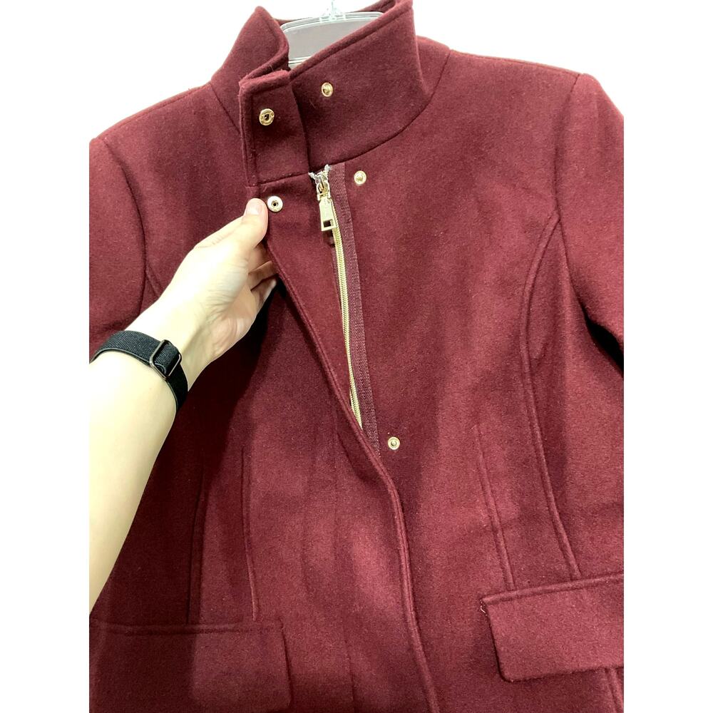 Vince Camuto Womens Full Zip Jacket Coat Dark Red Size Medium High Neck Pockets - Picture 6 of 10